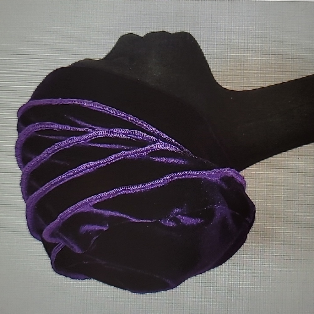Handmade Soft Dark Purple Velvet Lined Slouchy Beanie Hat - Picture 2 of 5
